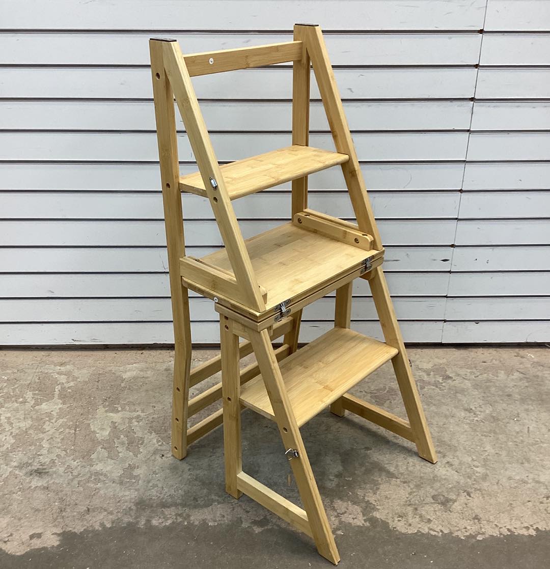 Brand new Innovative Creative Multi-Functional Bamboo Folding 3 Step Chair Stool