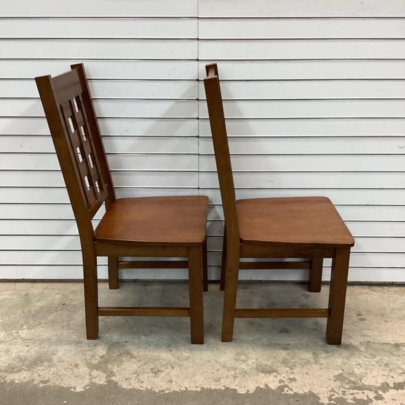 Wooden Dining Chairs Set of 2 Kitchen Chair with Solid Rubber Wood Frame