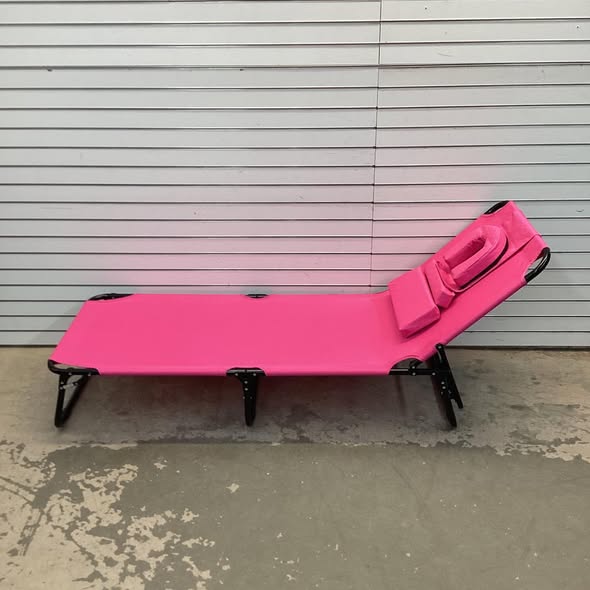 Beach Chaise Lounge Chair with Face Hole and Removable Pillow