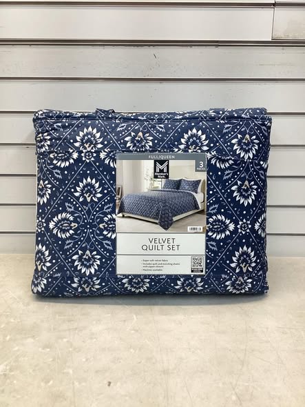 Member's Mark 3-Piece Printed Velvet Quilt Set - Full/Queen Size