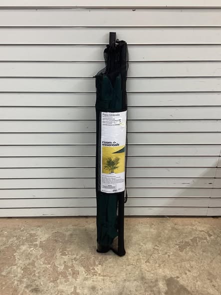 Room Essentials 6' Round Grid Monochrome Outdoor Patio Market Umbrella - in Dark Green