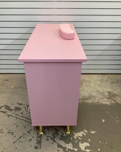 LDAILY Moccha Nail Desk, Manicure Table w/ 3 Drawers & 2 Storage cabinets