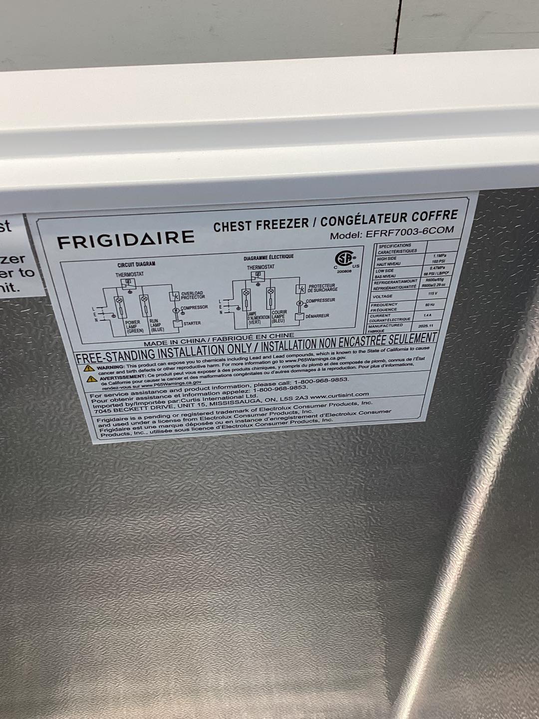 Frigidaire 7.0 cu ft Chest Freezer, White