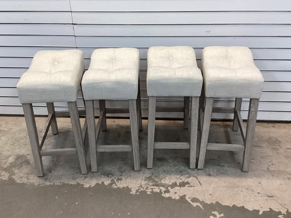 Costway Counter Height Bar Stools Set of 4 with Rubber Wood Legs Footrest Modern for Home Beige