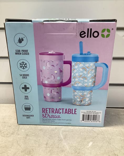 Ello Oasis 14oz Stainless Steel Kids Tumbler with Handle, 100% Leakproof, 2-Pack
