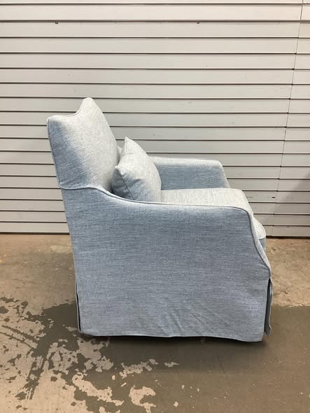Bedford London Upholstered Skirted Swivel Armchair with Lumbar Pillow