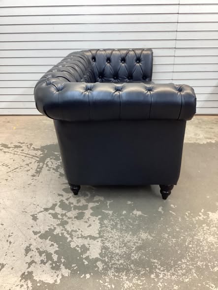 Chesterfield Black Faux Leather Loveseat