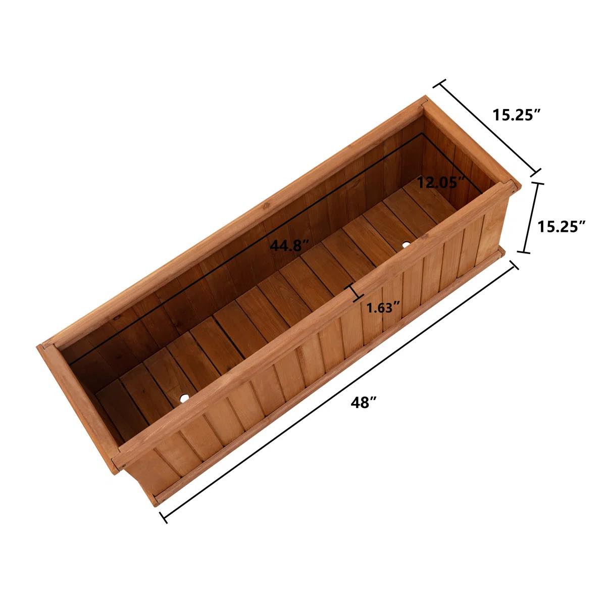 Barros Solid Cedar Rectangular Planter Box with Drainage Holes