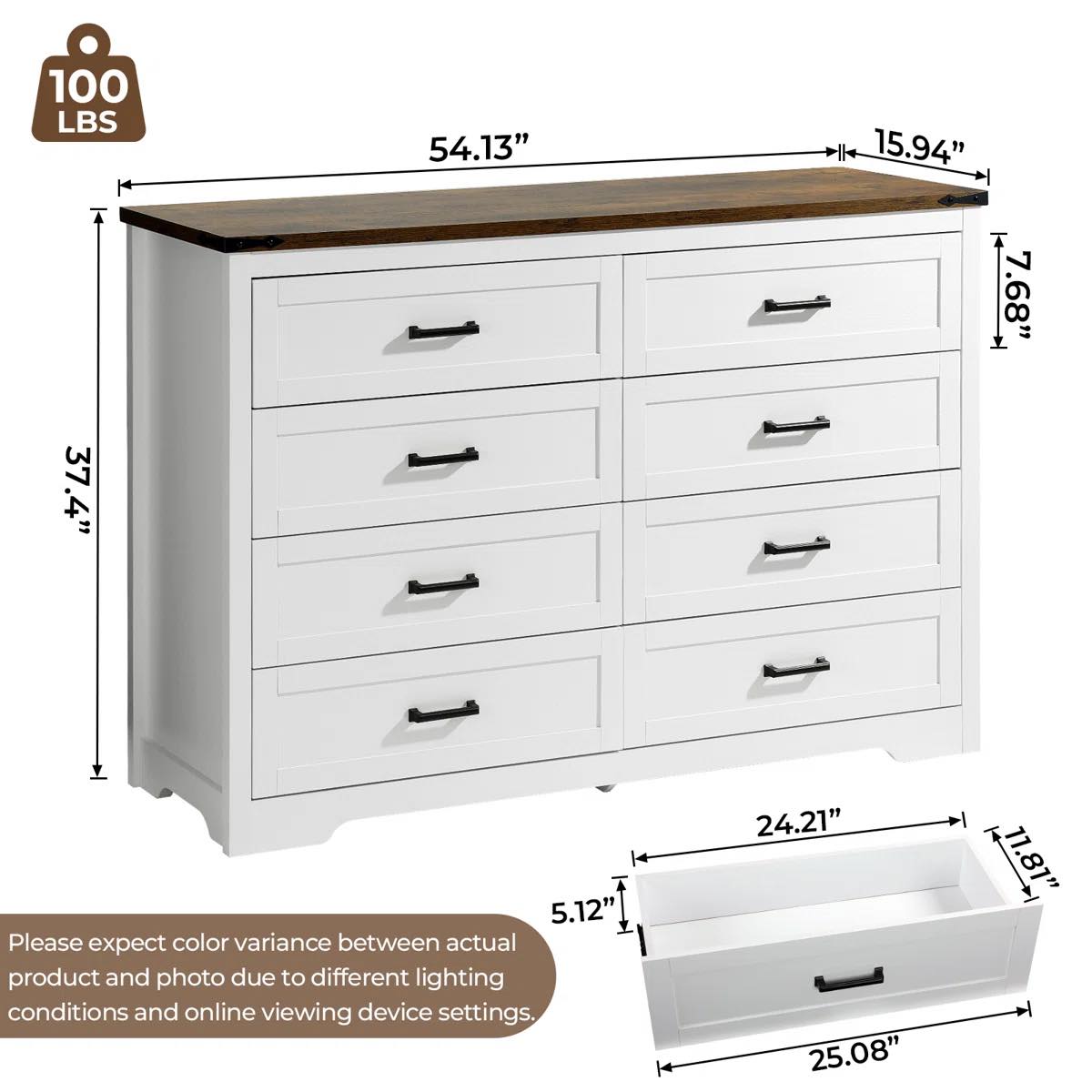Astred 8-Drawer 54.13" W Manufactured Wood Double Dresser