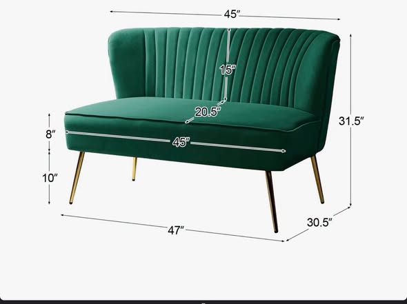 Etta Avenue Euclid 47" Velvet 2-Seat Armless Loveseat