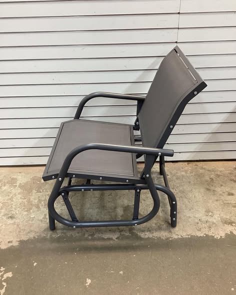 Costway Outdoor Single Swing Glider Rocking Chair Fabric Armrest Garden Porch Backyard Grey