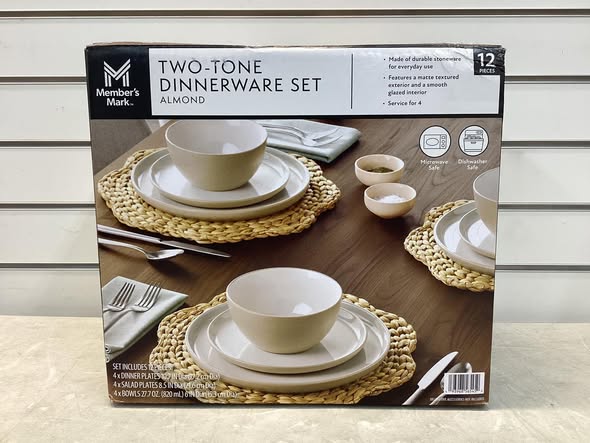 Member's Mark 12-Pieces Stoneware Two-Tone Dinnerware Set