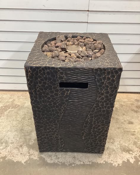 Costway 16'' Square Outdoor Propane Fire Pit w/Lava Rocks Waterproof Cover 30,000 BTU Black.