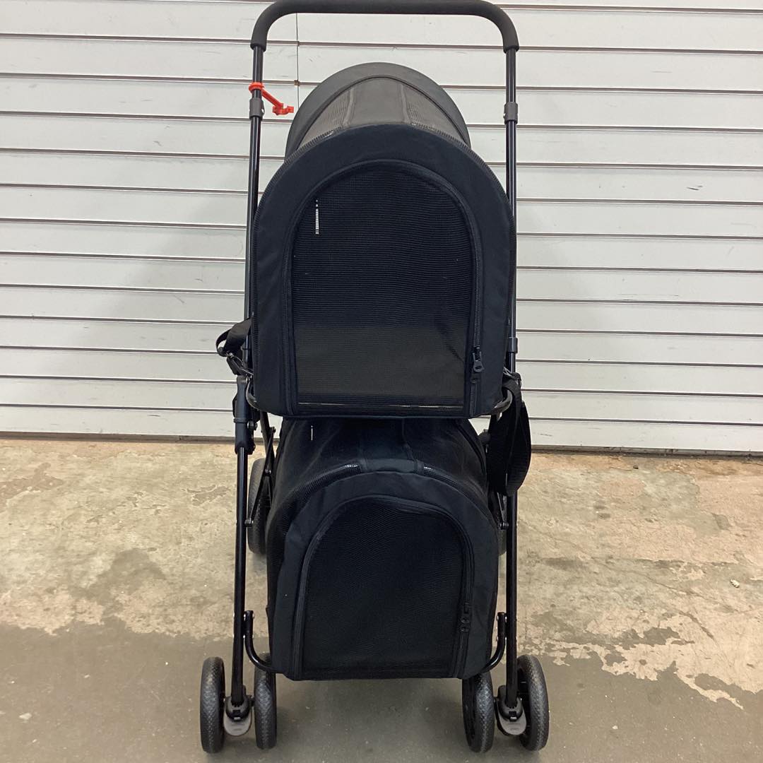 4-in-1 Double Pet Stroller with Detachable Carrier and Travel Carriage