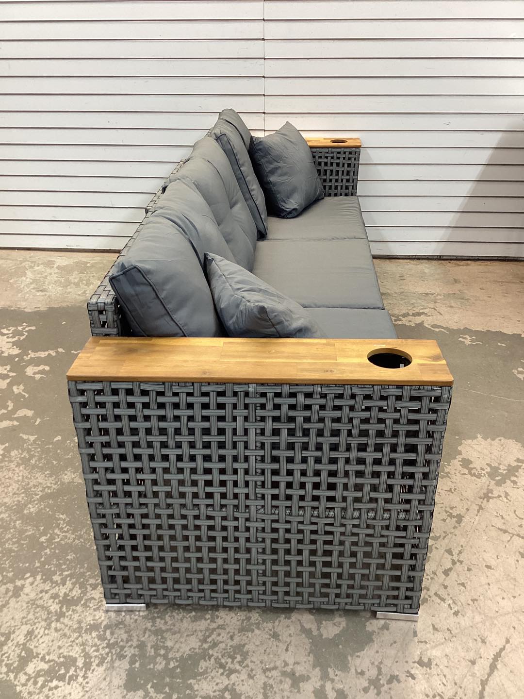 Costway Patio Wicker Sectional Furniture Set, 3 Piece Outdoor Couch Set for Garden Gray