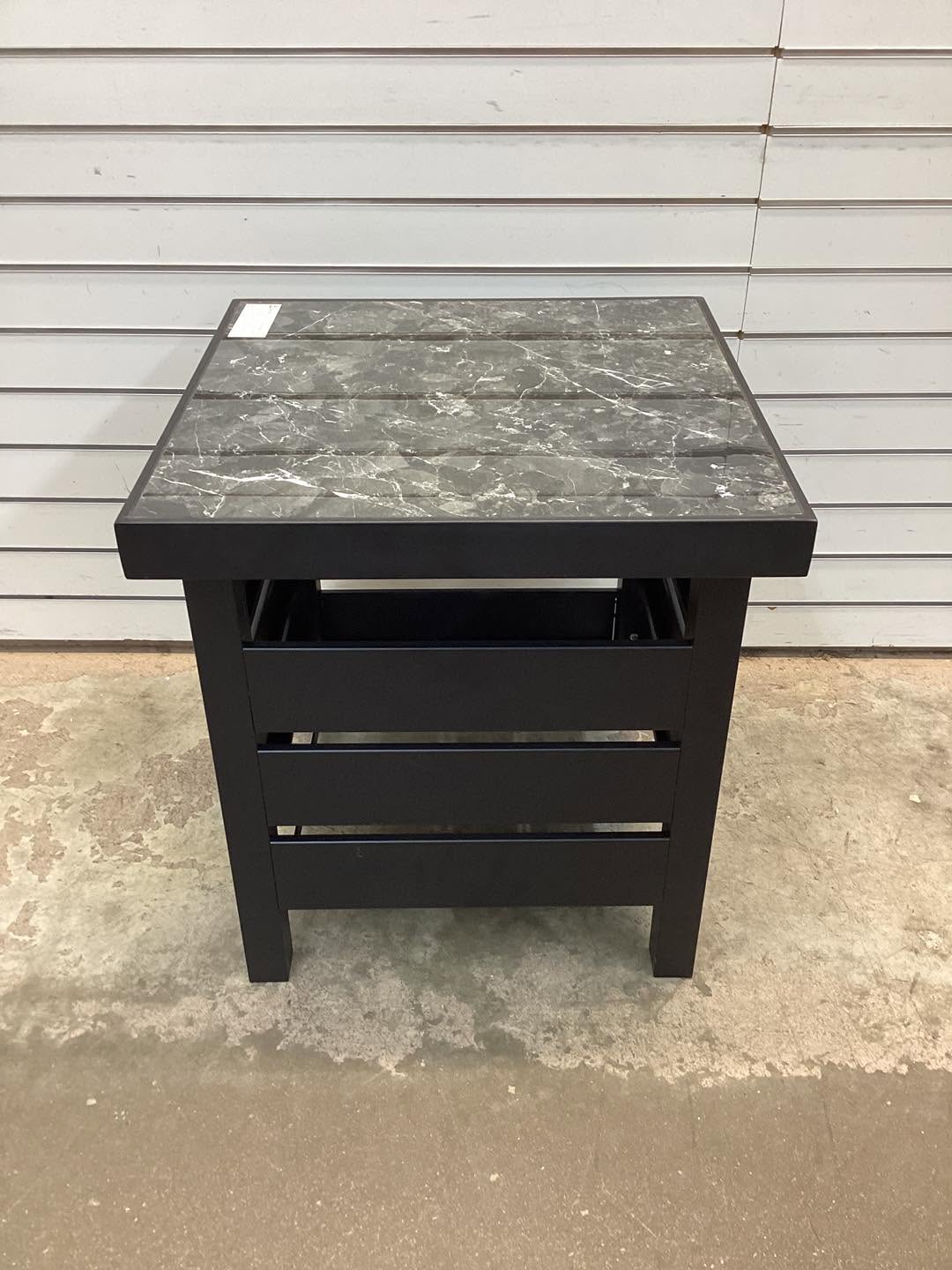 Outdoor Metal Patio Accent Table with Door