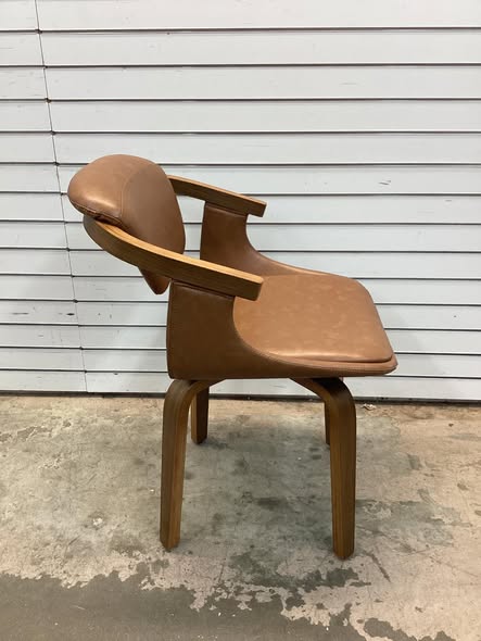 Iva Brown Faux Leather Arm Chair with Swivel