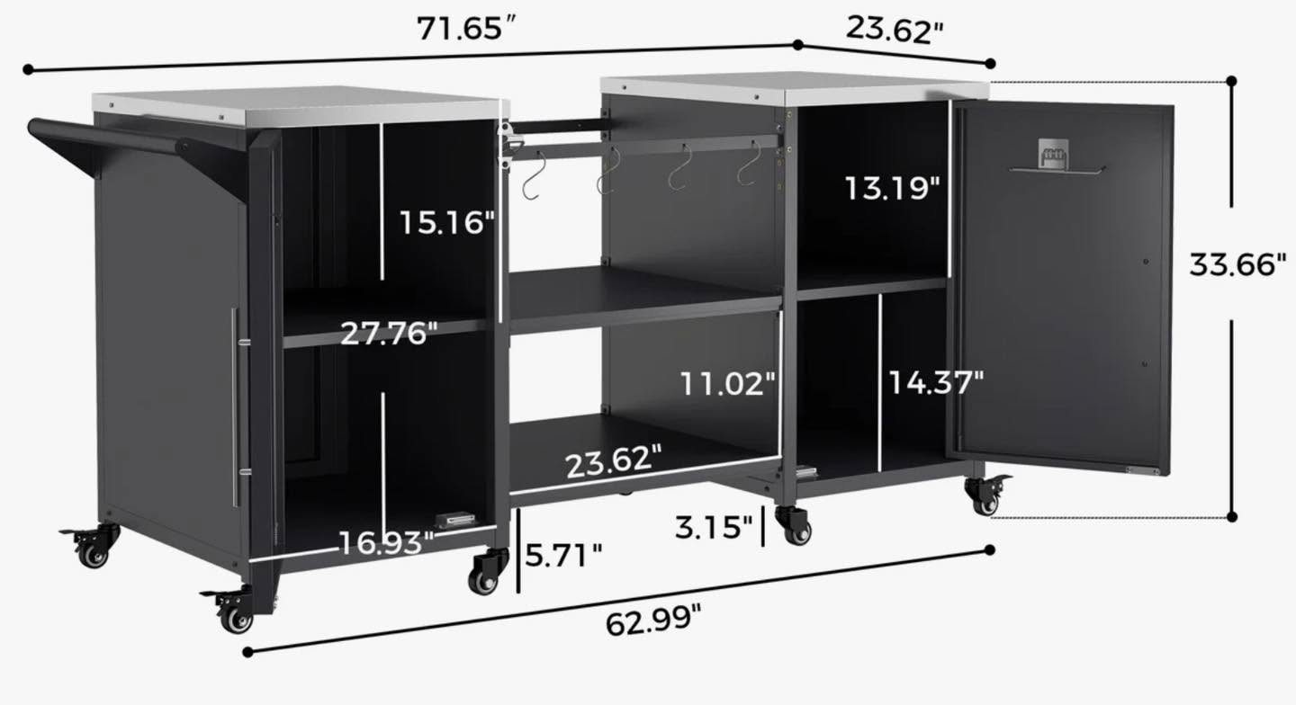 71.65"Outdoor BBQ Prep Table with Cover