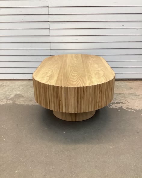 Hermes 43.7'' W Solid Wood Oval Coffee Table with Fluted Design