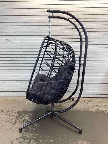 Celyne 2 Person Outdoor/Indoor Porch Swing with Stand Double Hanging Egg Chair with Cozy Cushion