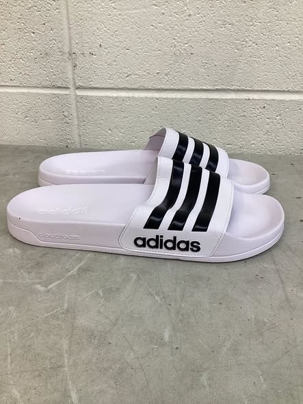 Adidas Men's Cloudfoam Slides Size 11, Color White/Black