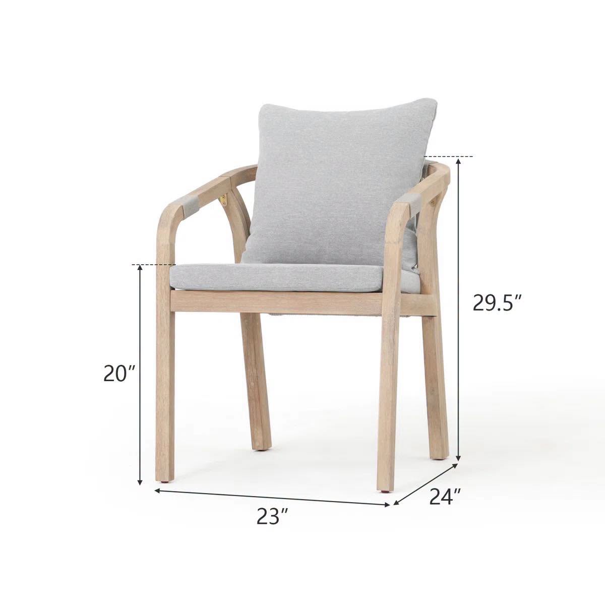 Marinee Acacia Wood Outdoor Dining Chair With Cushions (Set of 2)