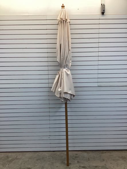Costway 10Ft Patio Umbrella with 8 Wooden Ribs and 3 Adjustable Heights