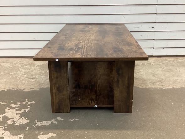 Table 2-Tier Modern Center Cocktail Table with Storage Shelf for Living Room Brown