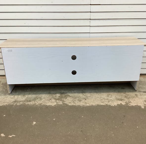 Wood TV Stand with 2 Cabinets and Open Shelves