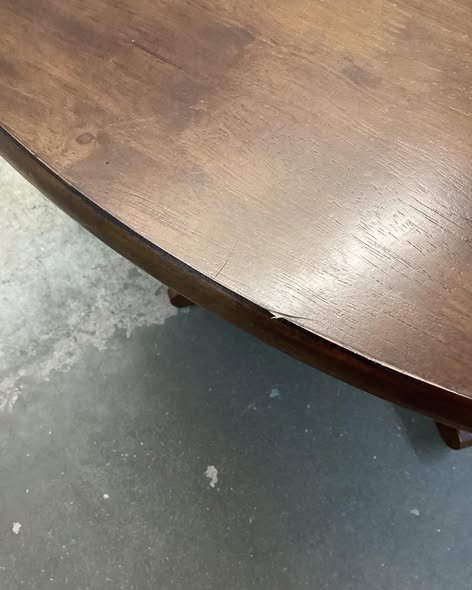 Costway Wooden Dining Table with Round Tabletop and Trestle Legs