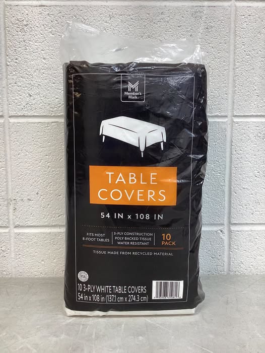 Member's Mark White 3-Ply Tissue Tablecovers, 54" x 108", 10 pk.