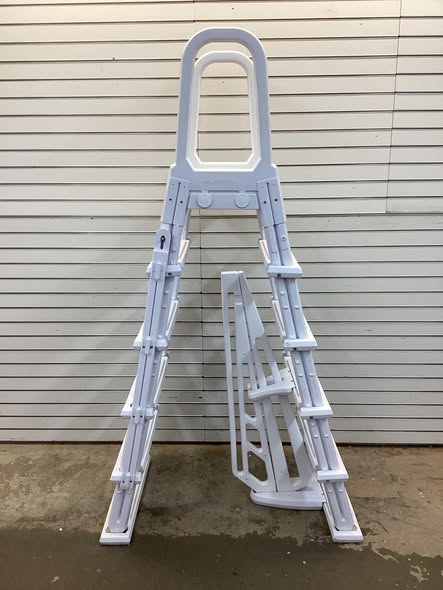 Blue Torrent Flip Up Dominican A-Frame Above Ground Ladder for Swimming Pools - Lightly Used