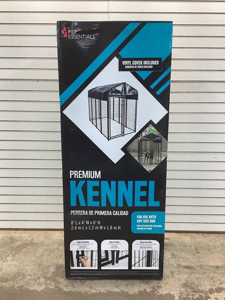 Pet Essentials 6 ft. H x 4 ft. W x 8 ft. L Welded Wire Black Painted Outdoor Dog Kennel