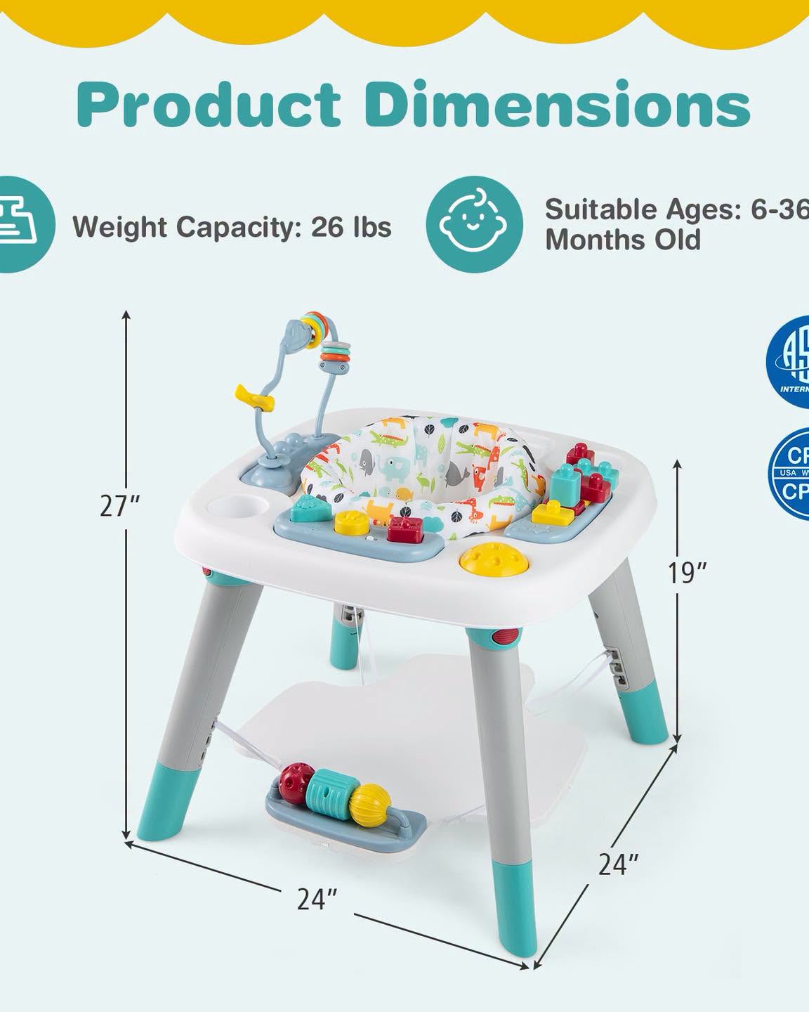 6-in-1 Baby Activity Center Infant Jumper Toddler Table
