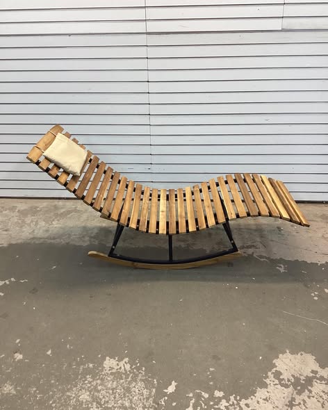 Costway Patio Rocking Chaise Lounge Acacia Wood Rocking Sun Lounger