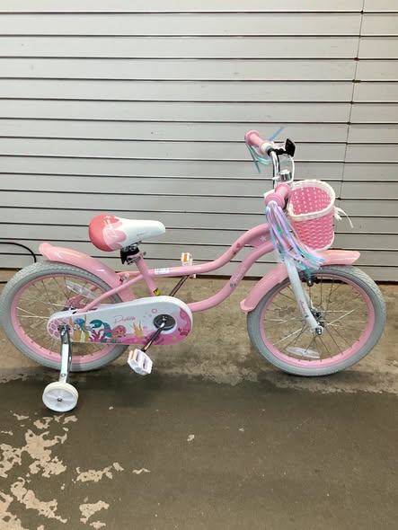 18” Inch Kids Bike Adjustable with Basket and Streamers Pink - Princess of the Sea Theme