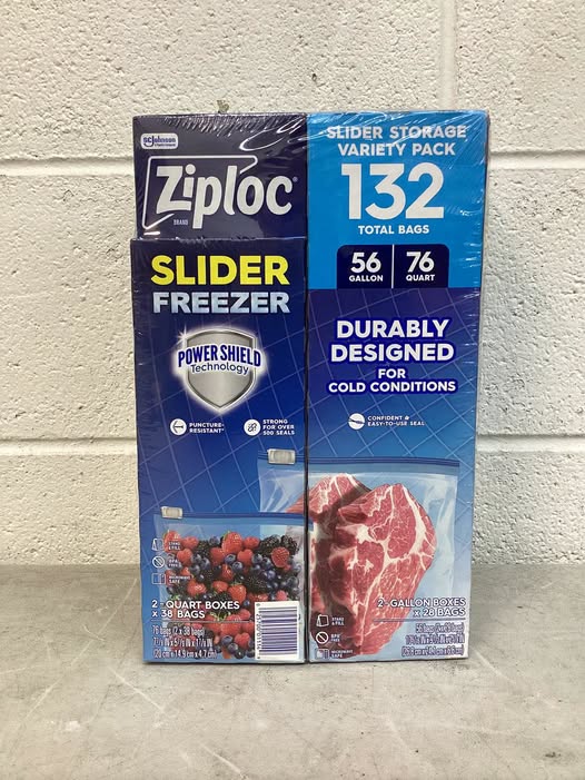 Ziploc Brand Gallon & Quart Freezer Slider Bags, Power Shield Technology for More Durability, 132 ct.