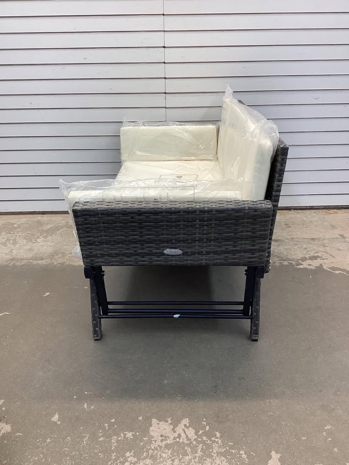 Outdoor Convertible Sofa Daybed With Adjustable Armrests and Removable Cushions