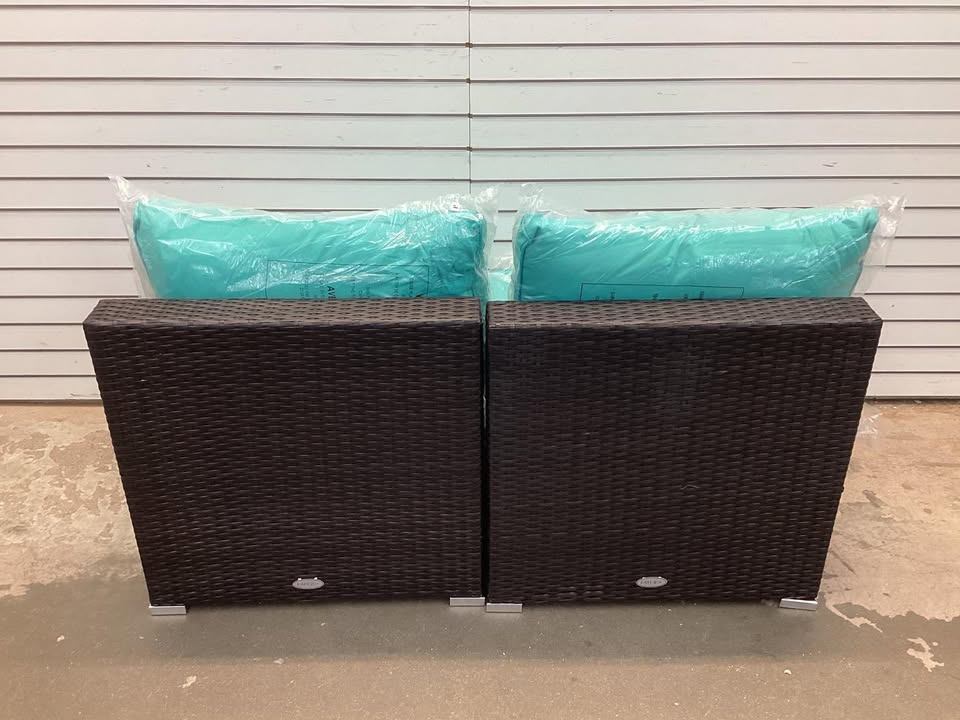 Costway 2 Piece Patio Rattan Armless Sofa Set with 2 Cushions and 2 Pillows