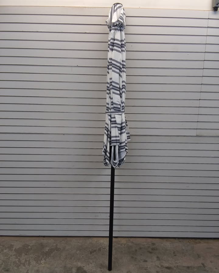 Outdoor Steel Striped Market Patio Umbrella w/ Tilt, Crank Lift - 10ft
