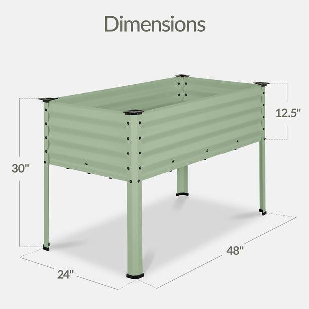 Elevated Galvanized Metal Garden Bed w/ Corner Protectors - 48x24x30in