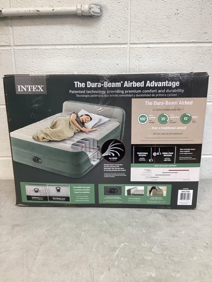 Intex 22" Queen Premium Comfort Air Mattress with Headboard