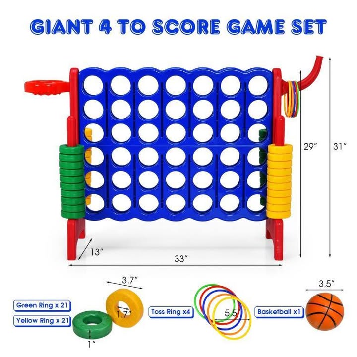 Costway 2.5 Feet 4-to-Score Giant Game Set