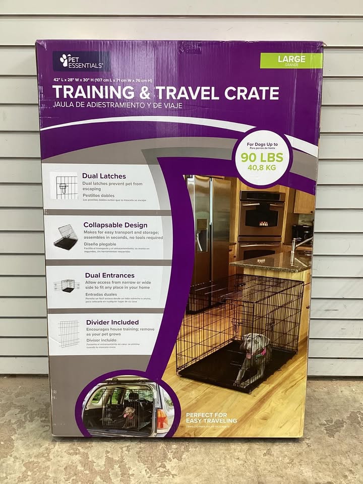 Pet Essentials Large Steel Dog Crate Black 30 in. H X 28 in. W X 42 in. D