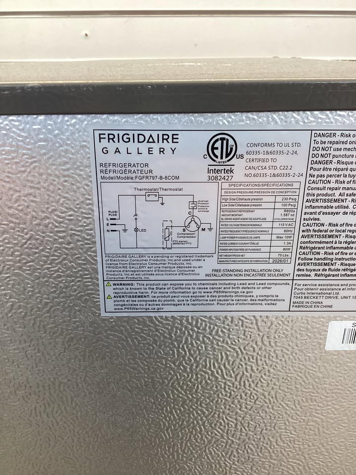 Frigidaire Gallery 7.5 Cu. Ft. Top Mount Fridge