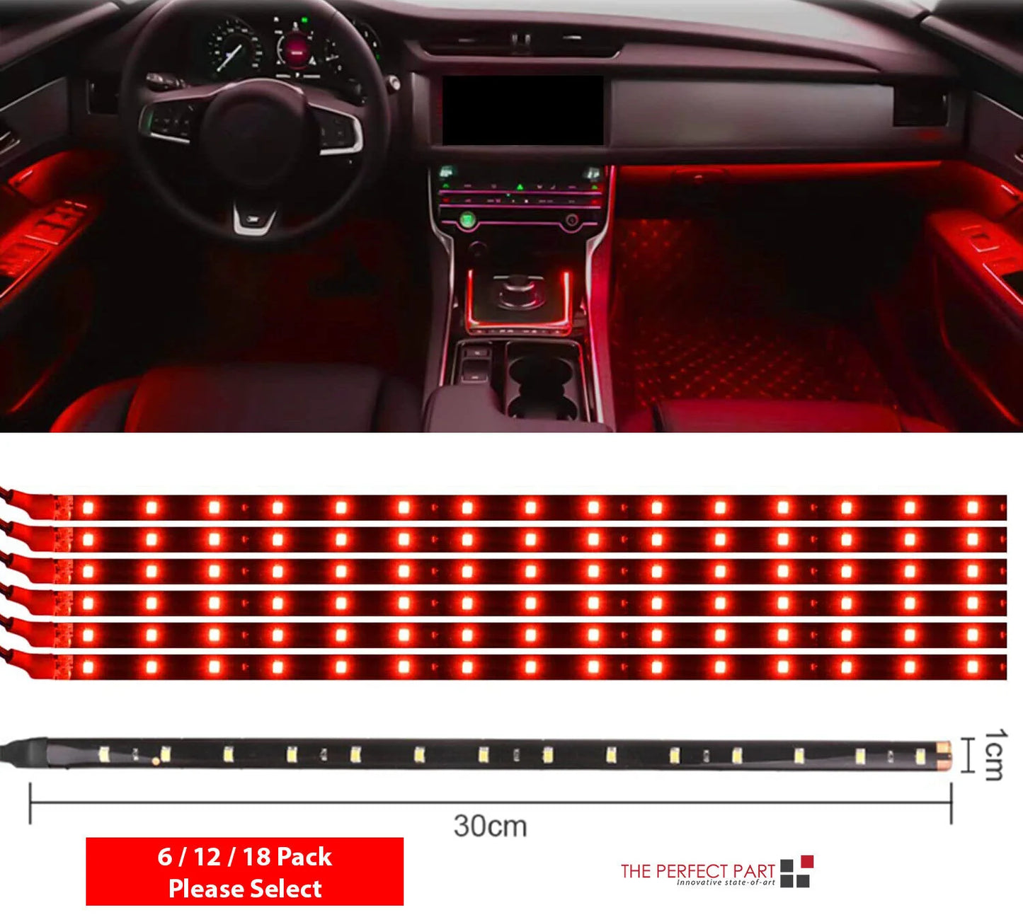 Waterproof 12V LED Strip Lights for Car & Motorcycle – 12"/15" DC Underbody Accent Lighting Kit (Multi-Pack)