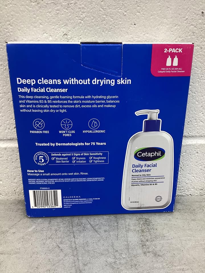 Cetaphil Daily Facial Cleanser for Sensitive Skin, Combination to Oil Skin, (20 fl. oz., 2 pk.)