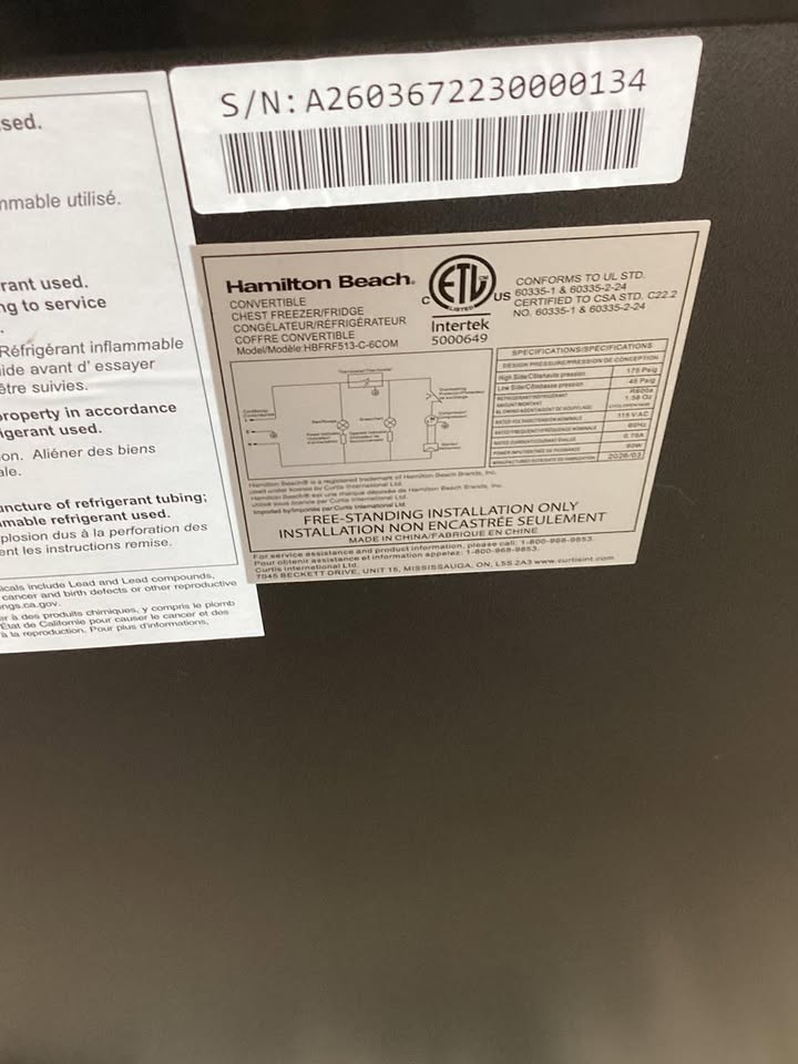 Hamilton Beach 5.0 cu. ft. Residential Chest Freezer in Granite