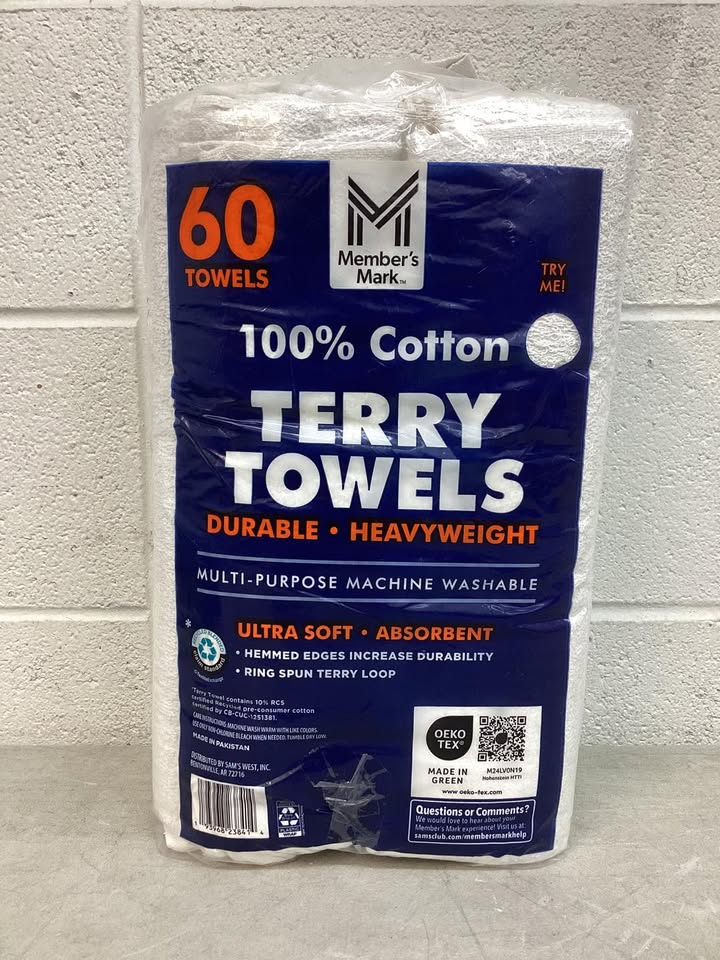 Member's Mark 100% Cotton Terry Towels, 14" x 17", Multipack