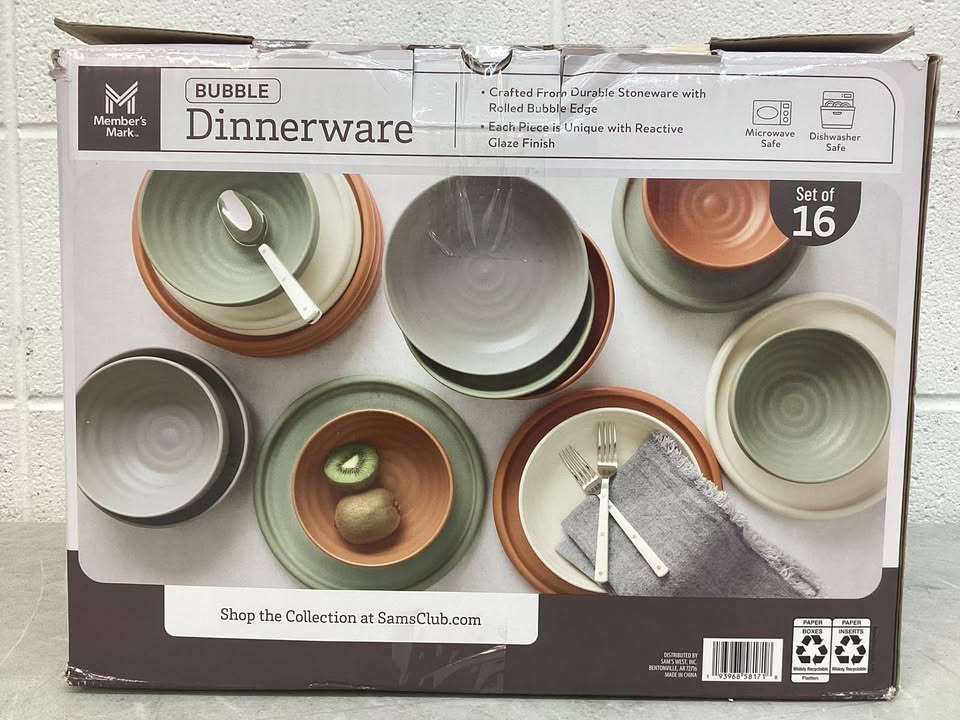 Member's Mark 16-Piece Bubble Reactive Dinnerware Set